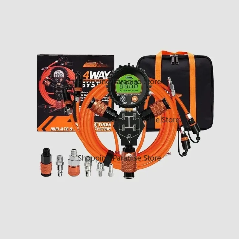 4x4 Digital 4 Way Inflator and Deflator Tire Inflation Deflation System Pressure Gauge