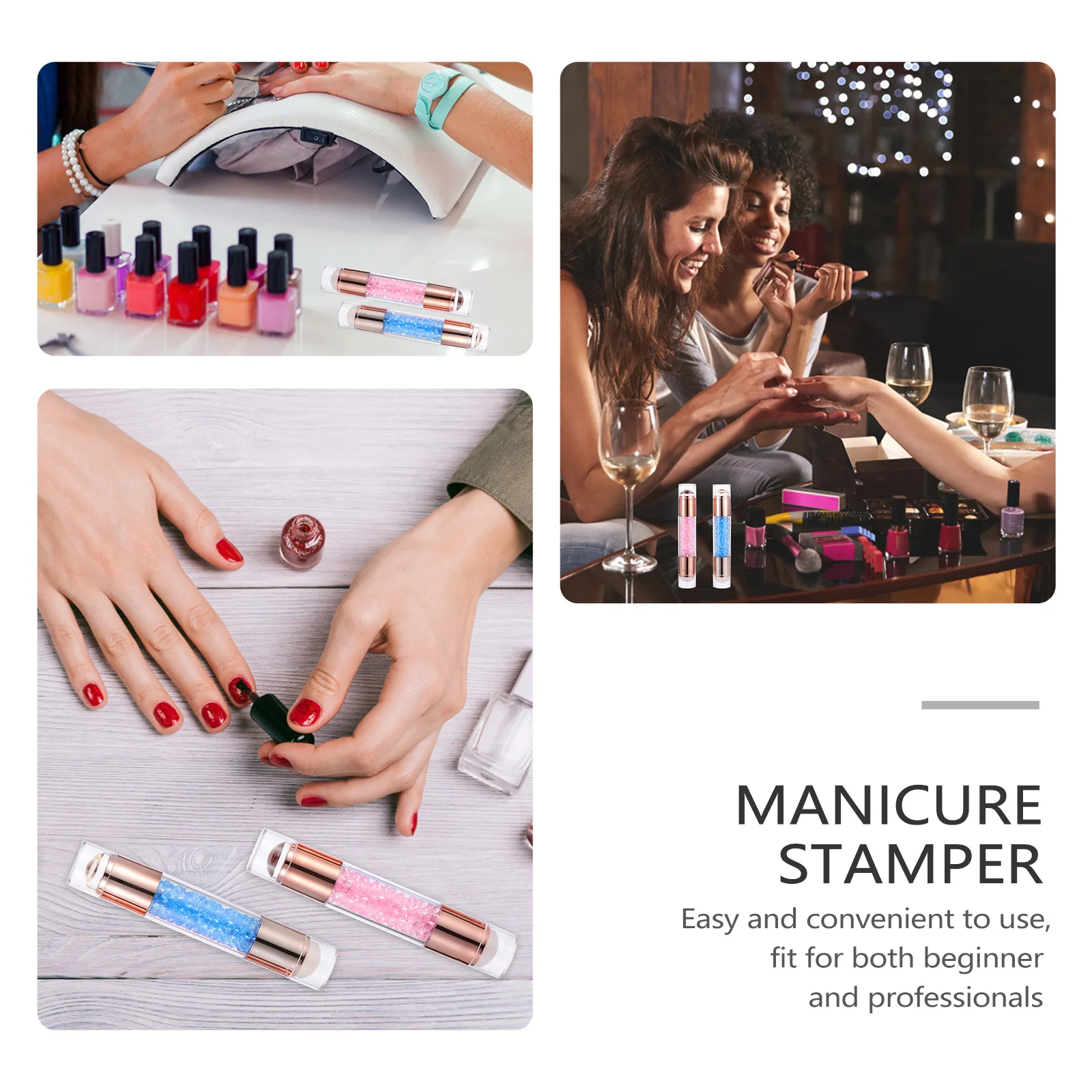 

2pcs Dual-Headed Nail Art Stamper Manicure Seal Salon Home Diy Stamp Tool For Women Beginners Professionals Nail Design Stamp