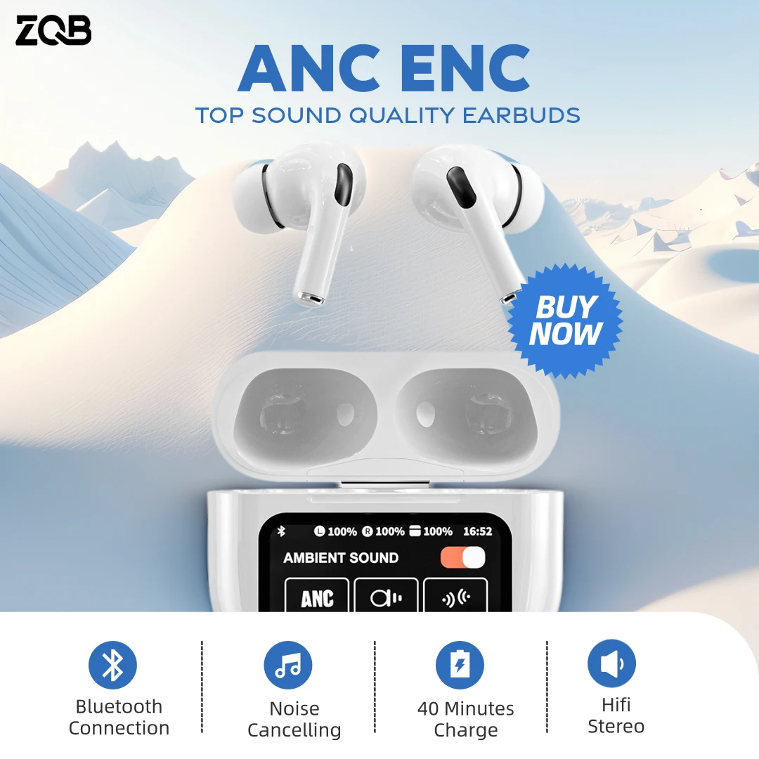 ZQB A9 Pro ANC  Active Noice Cancellation Bluetooth Ear Buds ENC Call Hifi Stereo Deep Bass Wireless Spore Gaming Earphones