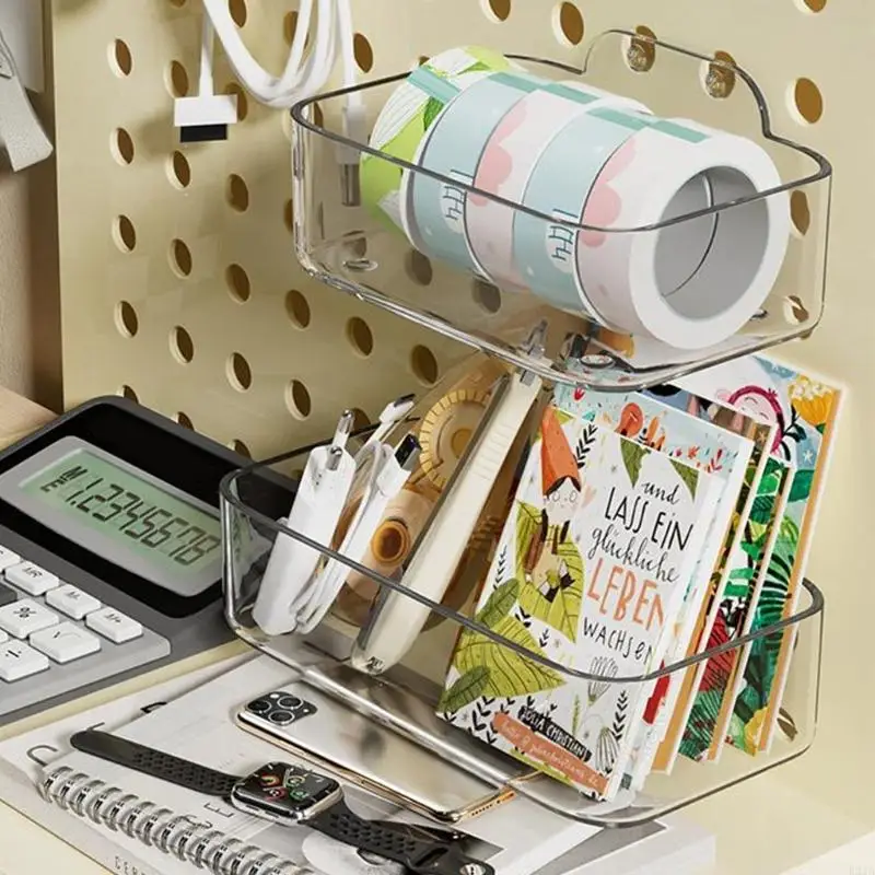 Pegboard Storage Rack with 2 Drawer Easy to Assemble Space Saving Storage Case