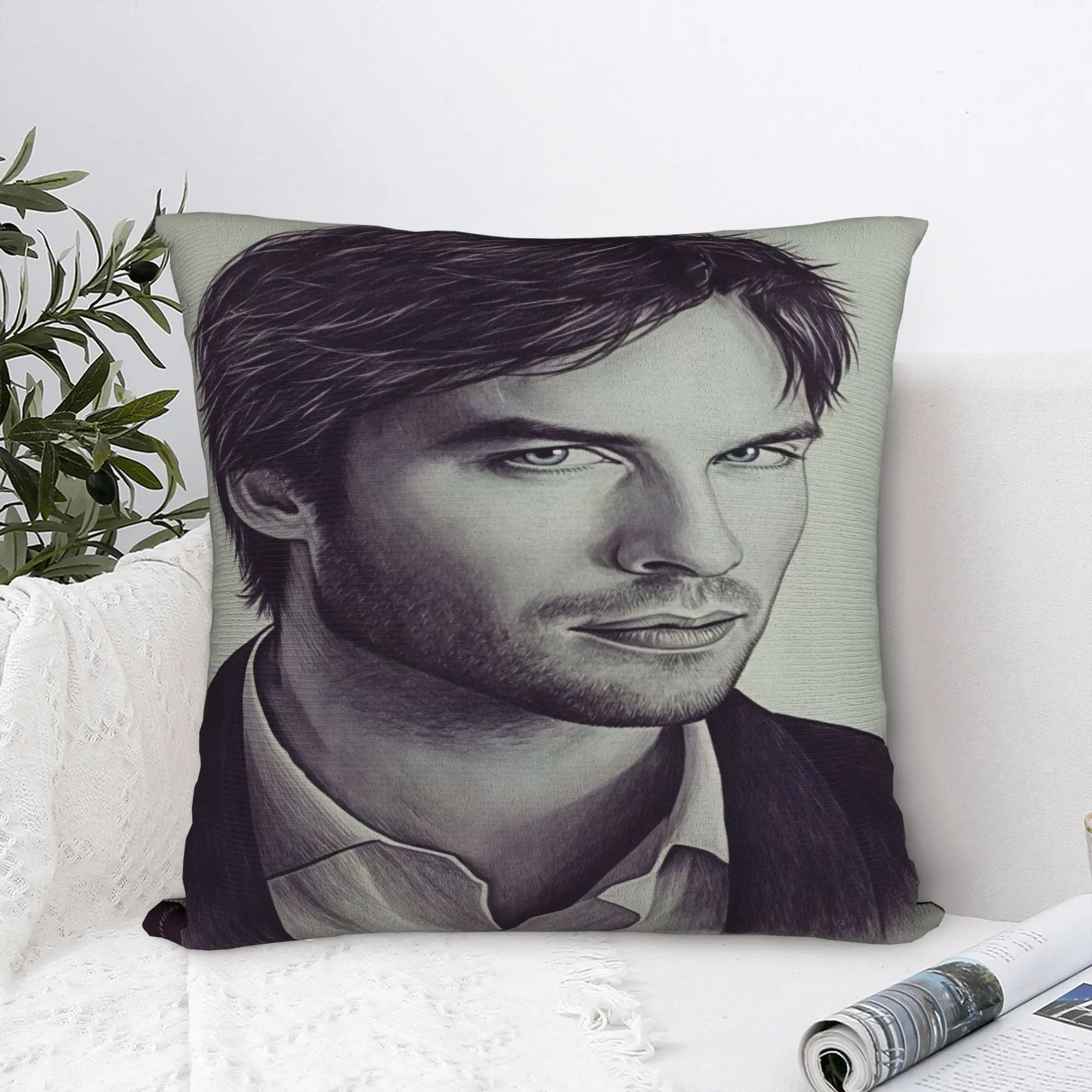 Vampire Diaries Damon Klaus  Pillow Case  Cute Funny Pillow Cover Soft Pillowcases For Sofa Home Decor