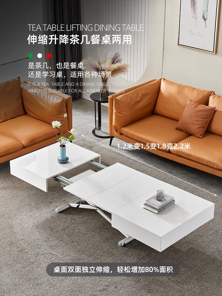 Lifting Coffee Table Dual-Use Square Multi-Functional Retractable Small Apartment Living Room Home Dining Table