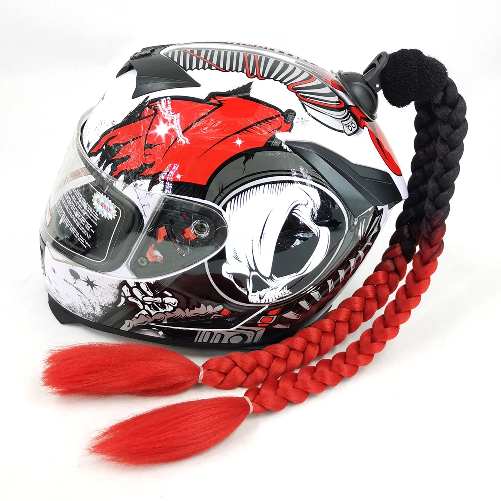 Tresses de Casque de Moto pour Femme, Perruque Multicolore Torsadée, Double Queue de Cheval, Cadeau de Noël, Nouvelle Collection