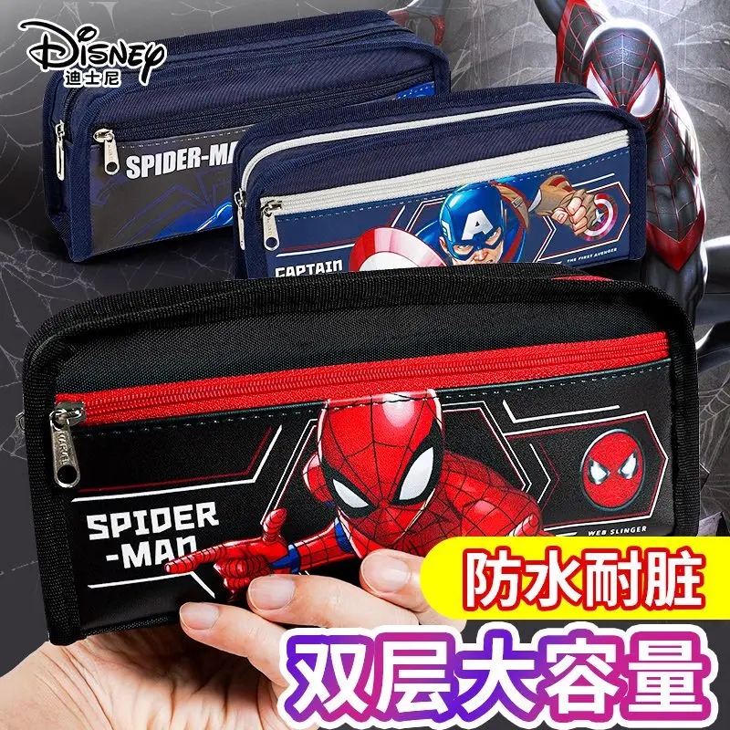 Marvel Animation Peripheral Spider-Man Captain America Cartoon Pen Bag Student New Large Capacity Durable Canvas Stationery Bag