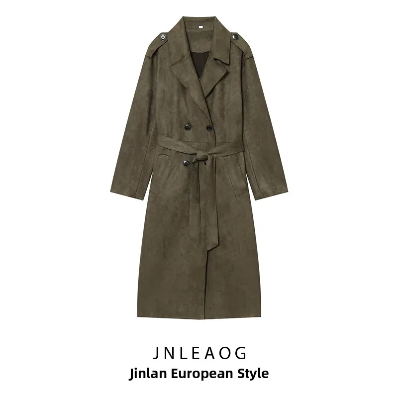 

JNLEAOG Faionable Long Length Anti-Suede Effect Women's Coat Autumn New Sle Commute Sle Tailored Collar Polyester Fiber