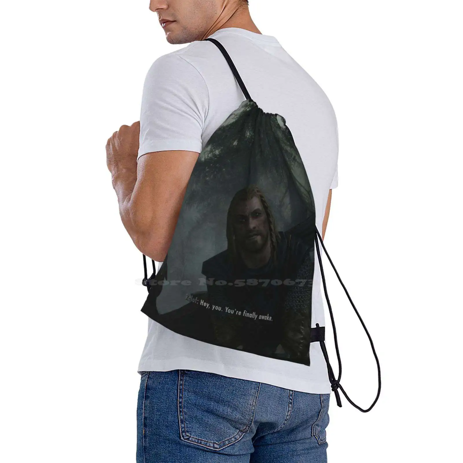 Hey You,You'Re Finally Awake Hot Sale Schoolbag Backpack Fashion Bags Morrowind Gaming Gamer Nerd Fantasy Rpg Meme Parody image 6