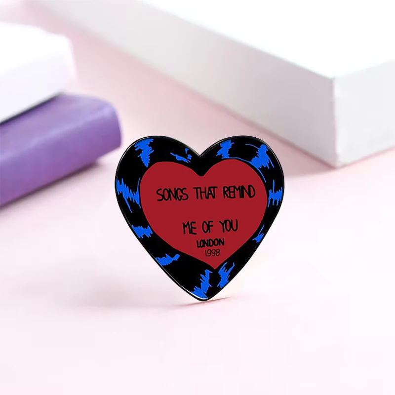 heartbreak record pin Funny Brooches Shirt Lapel Cute Badge Cartoon Jewelry Gift for Lover Girl Friends