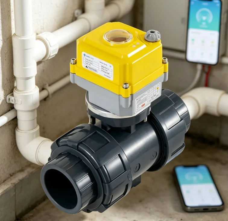 Intelligent WiFi PVC Electric Ball Valve Mobile Phone APP Remote On Off Smart Electric Water Valve