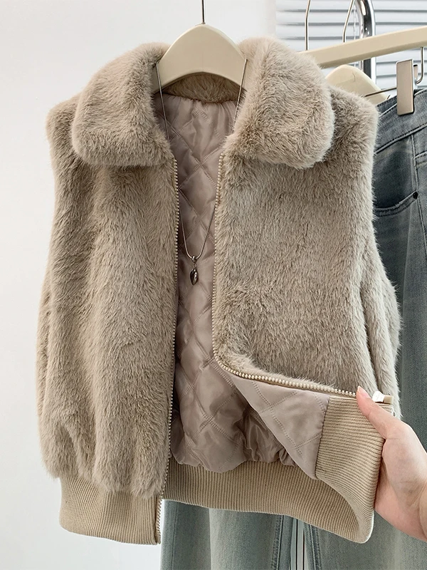 Women's Loose Cotton Lined Warmth Inner Vest Autumn Winter New Style Forest System Fashion Outerwear Regular Length Vest