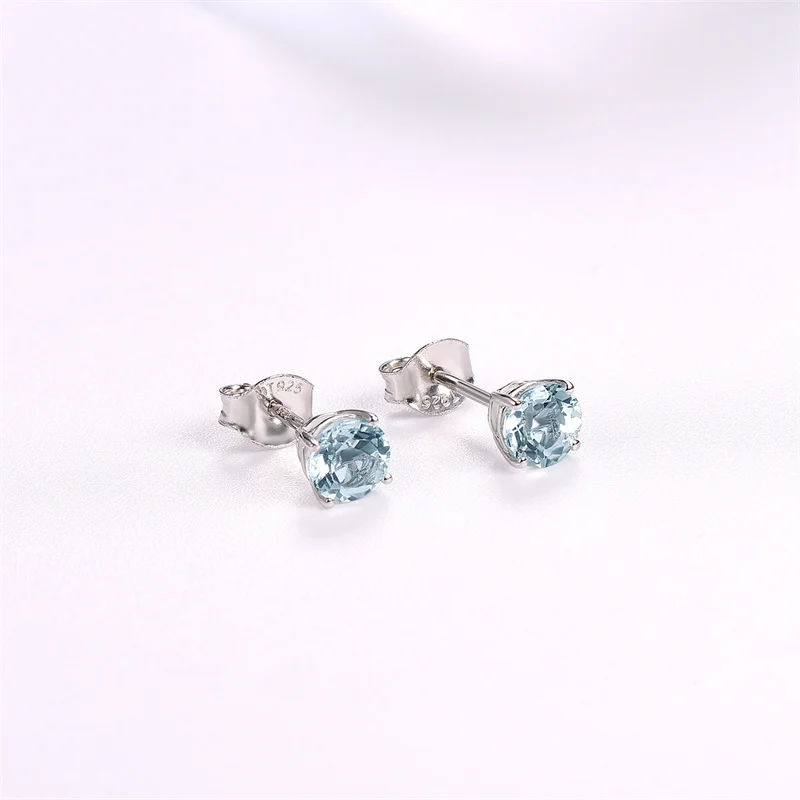 

Natural Aquamarine Solid 925 Sterling Silver Stud Earrings