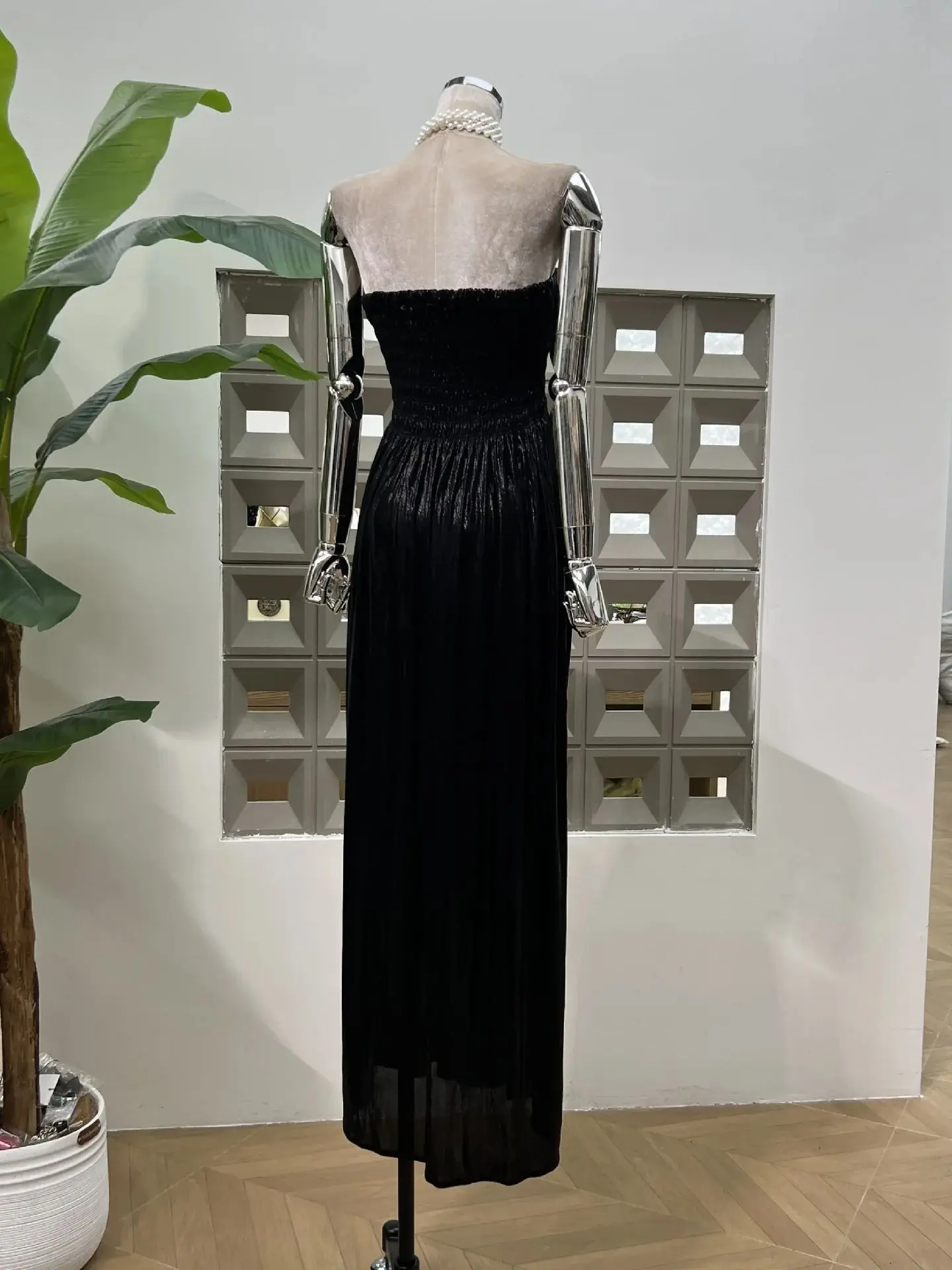 秋の最新ラグジュアリーメタリックパール調ロングドレス、エレガントなイブニングドレス、カクテルパーティー、結婚式、宴会、お祝いドレス