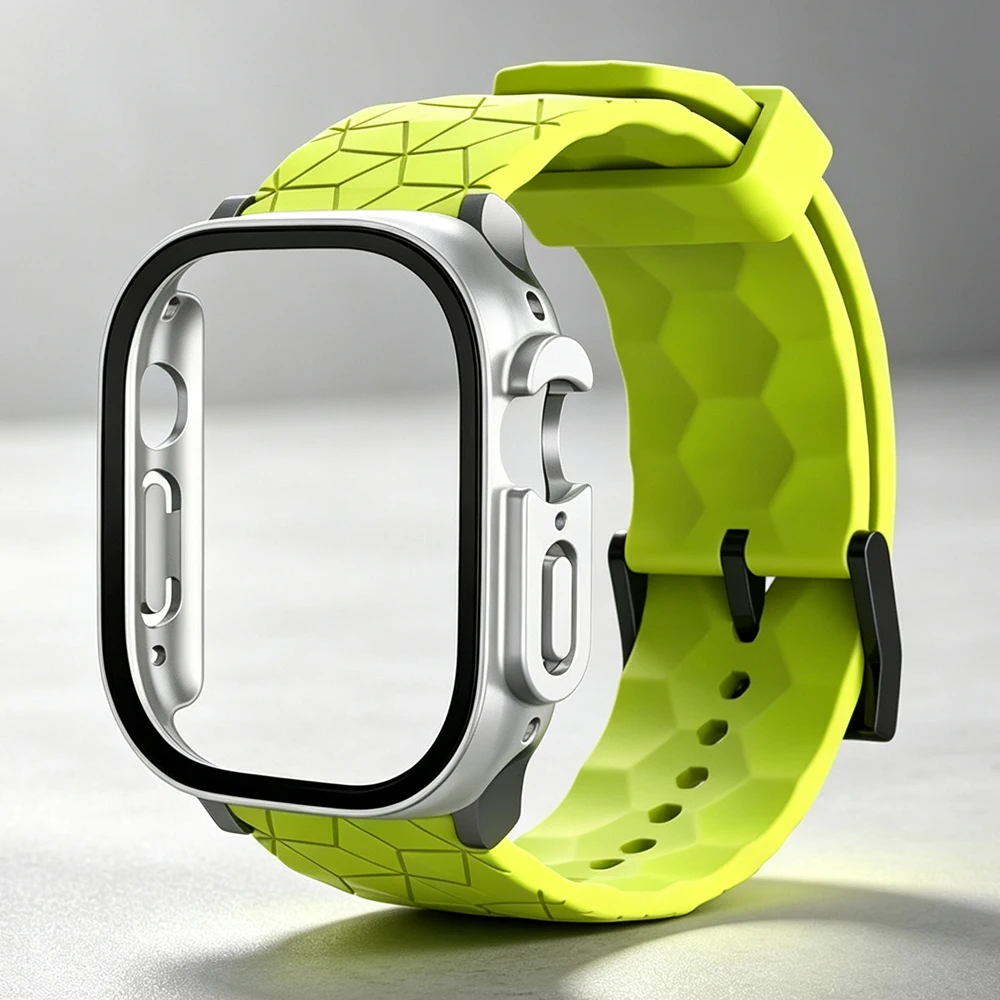 Uhrengehäuse + Armband für Apple Watch ULTRA 2 3 49mm 45mm 44mm 41mm 40mm Fußballmuster Correa Armband iWatch 4/5/6/SE/7/8/9 Hüllen