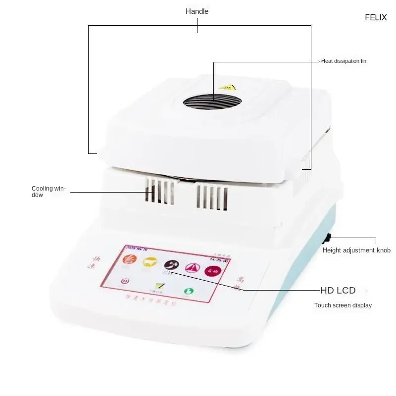 Analizador rápido 50g/0.005 100g/0.005 medidor de humedad de calefacción halógena automático analizador probador té, grano, alimentación, maíz, plástico