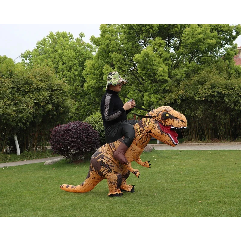 T-REX الوحش نفخ زي تفجير تأثيري ديناصور الملابس كرنفال هالوين عيد الميلاد فستان للرجل امرأة عرض الحفلات