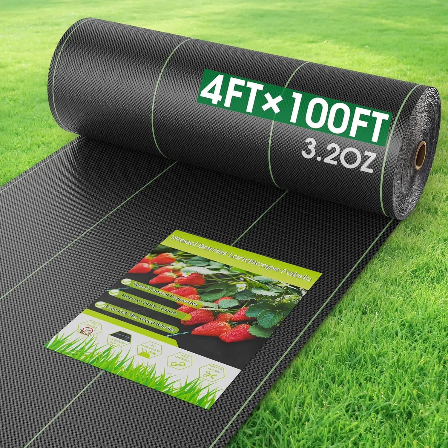 4FTx100FT Weed Barrier    Heavy Duty, Gardening Landscape    Cover Mat, Durable Weed Control    for Garden Bed Cover, La