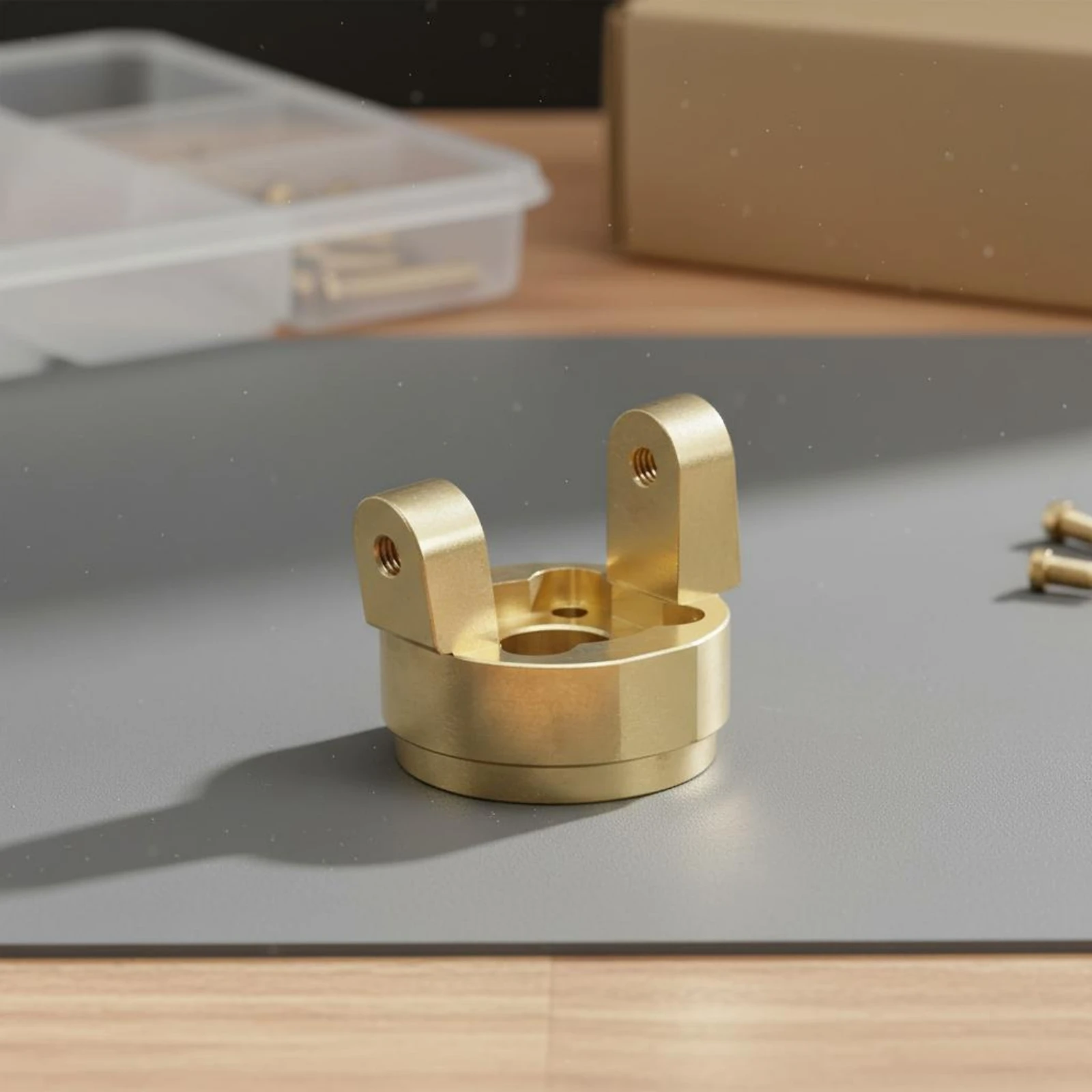 Model Hardware Brass Front Axle Seats with Upright Mounting Ears and Screw Holes for RC Car Builders