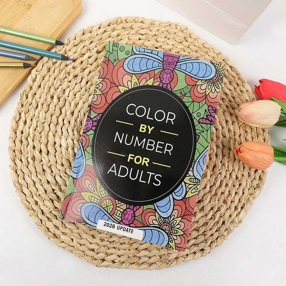 2026 Color by Number for Adults, Flower & Butterfly Number Coloring Book, Relaxing Stress Relief Art Activity Book, Creative Col