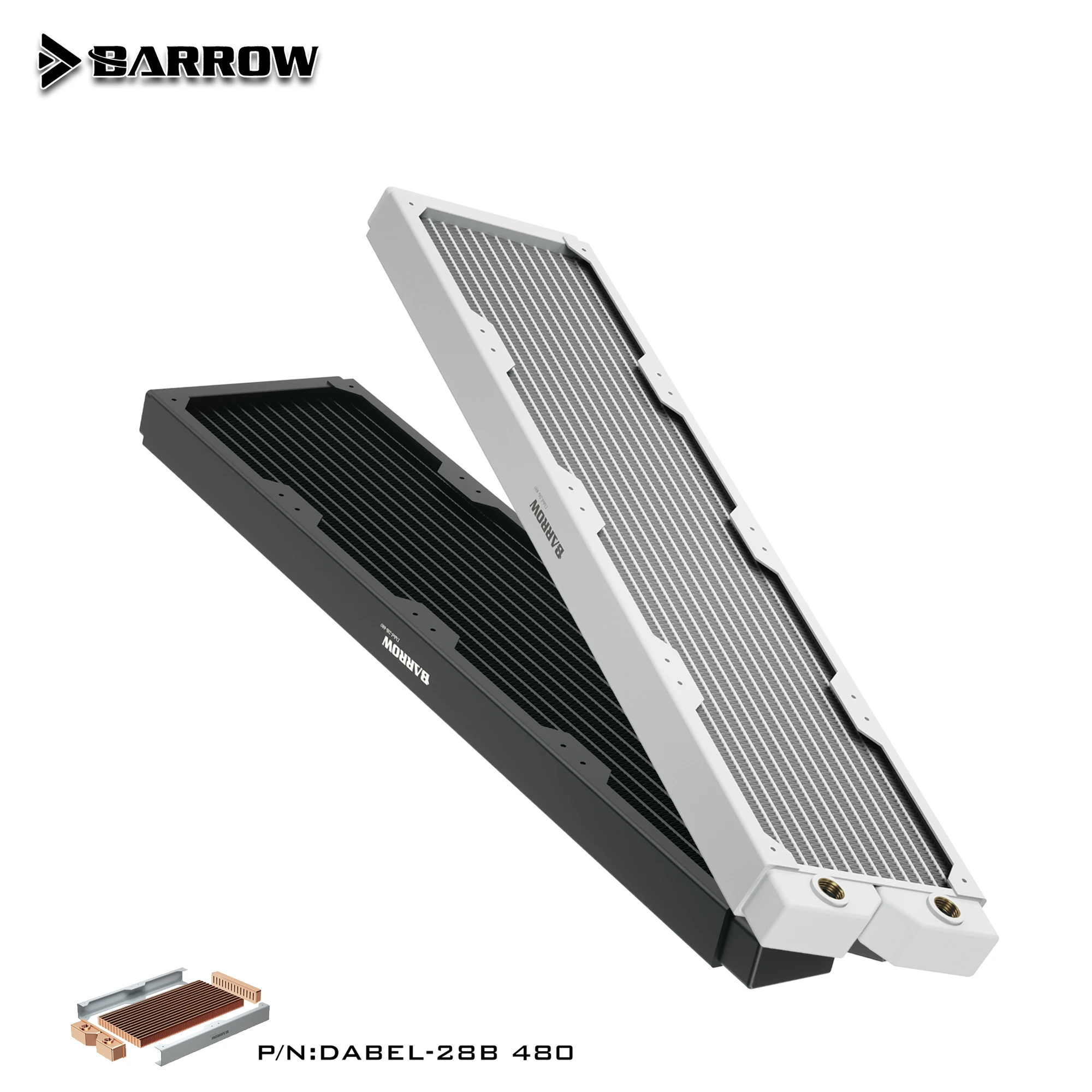 Carrinho de Mão 28 mm Grosso Cobre 480 mm Água Refrigerando Radiador g1 Uso Rosqueado para 12cm Ventiladores Cpu Computador Água Sistema Fresco Dabel28b
