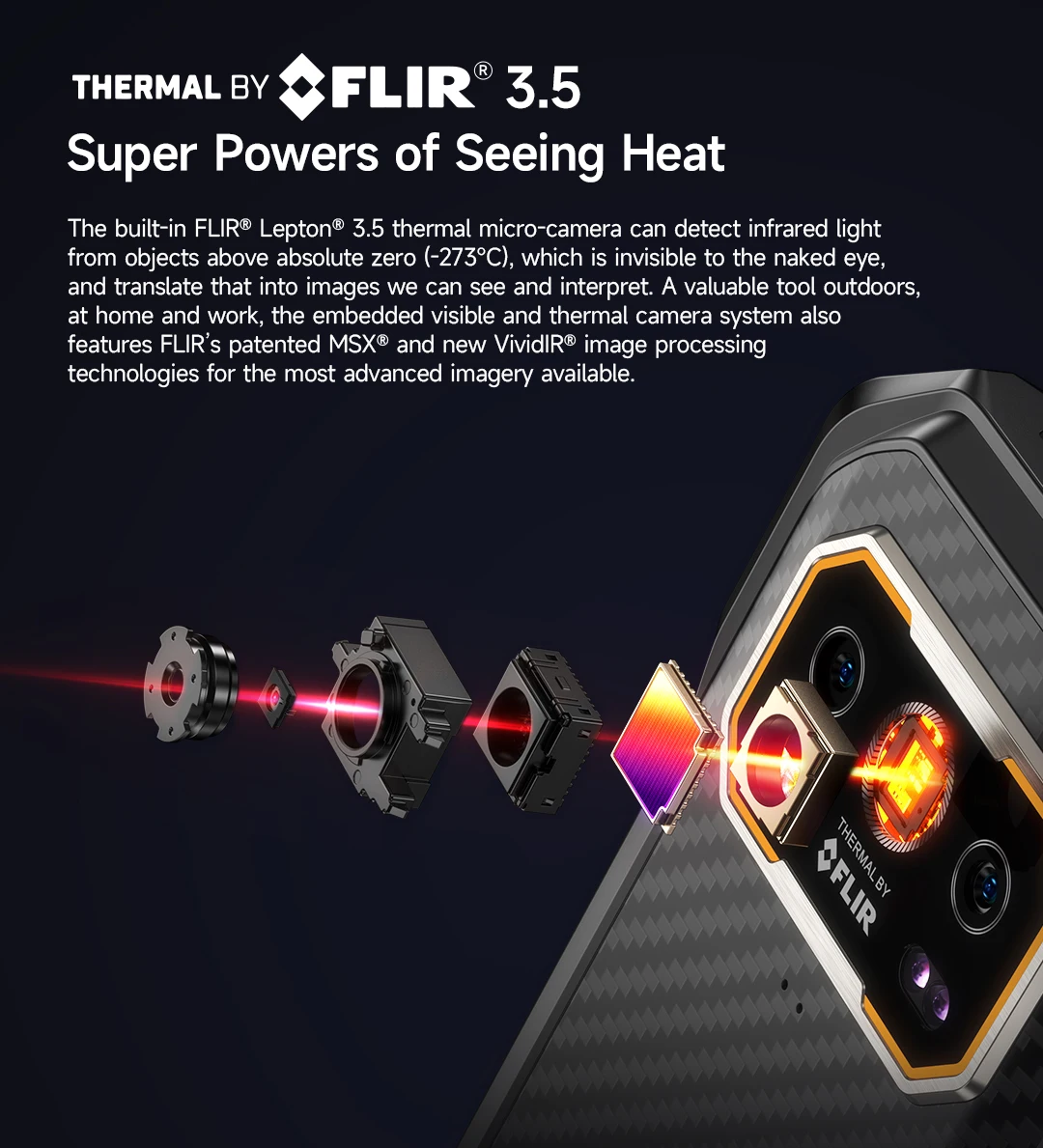 Ulefone Armor 27T+ 4G THERMAL BY FLIR® Rugged Phone 10600mAh Up to 24GB+256GB 6.78"FHD 120Hz Night Vision Android 15 Smartphone