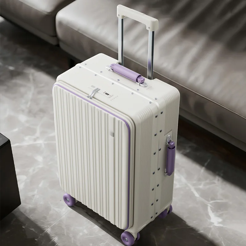 

New Aluminum-Frame Front-Opening Luggage Carrier for Men and Women 20-28 Inch Large Capacity Carry-On Travel Trolley Suitcase
