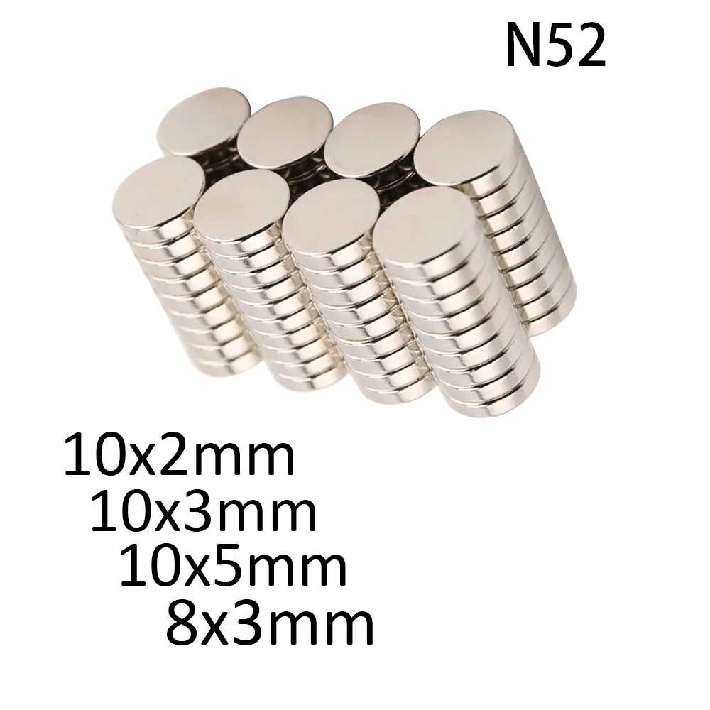 AliExpress NONE N52 10x2 10x3 8x3 10x5 Strong neodymium magnets Disc 3D Printer Motor Scooter Magnetic Ebike Powerful Magnets Booster Round RING