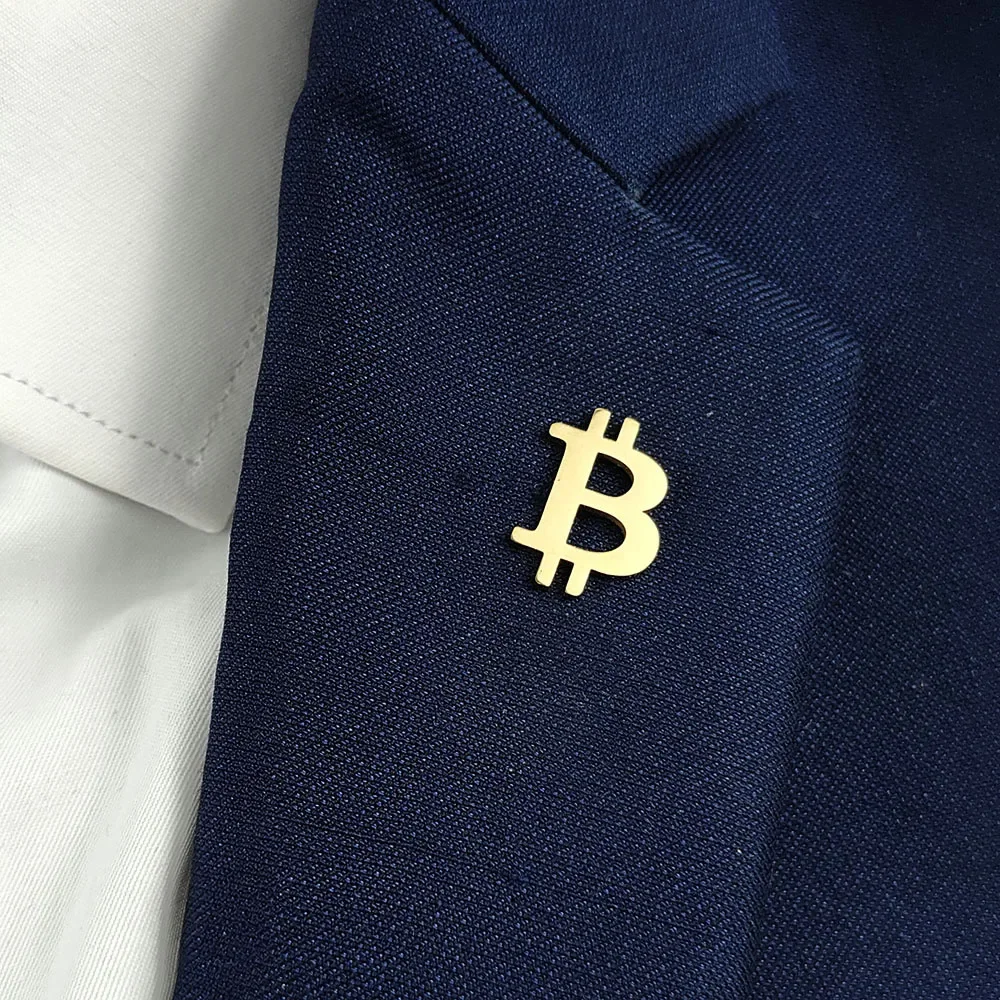 Trendy Bitcoin Stainless Steel Brooch Niche Unique Fashion Lapel Pin Clothing Matching First Choice Popular Creative Accessories