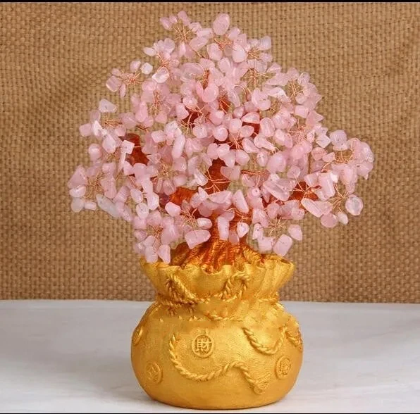 Money Wealth Bag Feng Shui Lucky Tree Natural Green Dongling Jade Crystal Gem Tree Crystal Tree