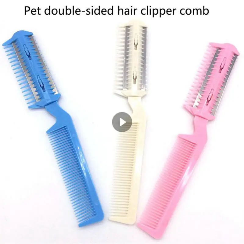 Pet Hair Trimmer Comb Cutting Cut Dog Cat With 2 Blades Grooming Razor Thinning Hairbrush Comb Products Cat Grooming Supplies