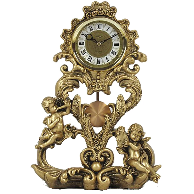 

European-style ornament craft desk clock desktop desk clock living room luxury angel pendulum clock study room lucky bedroom
