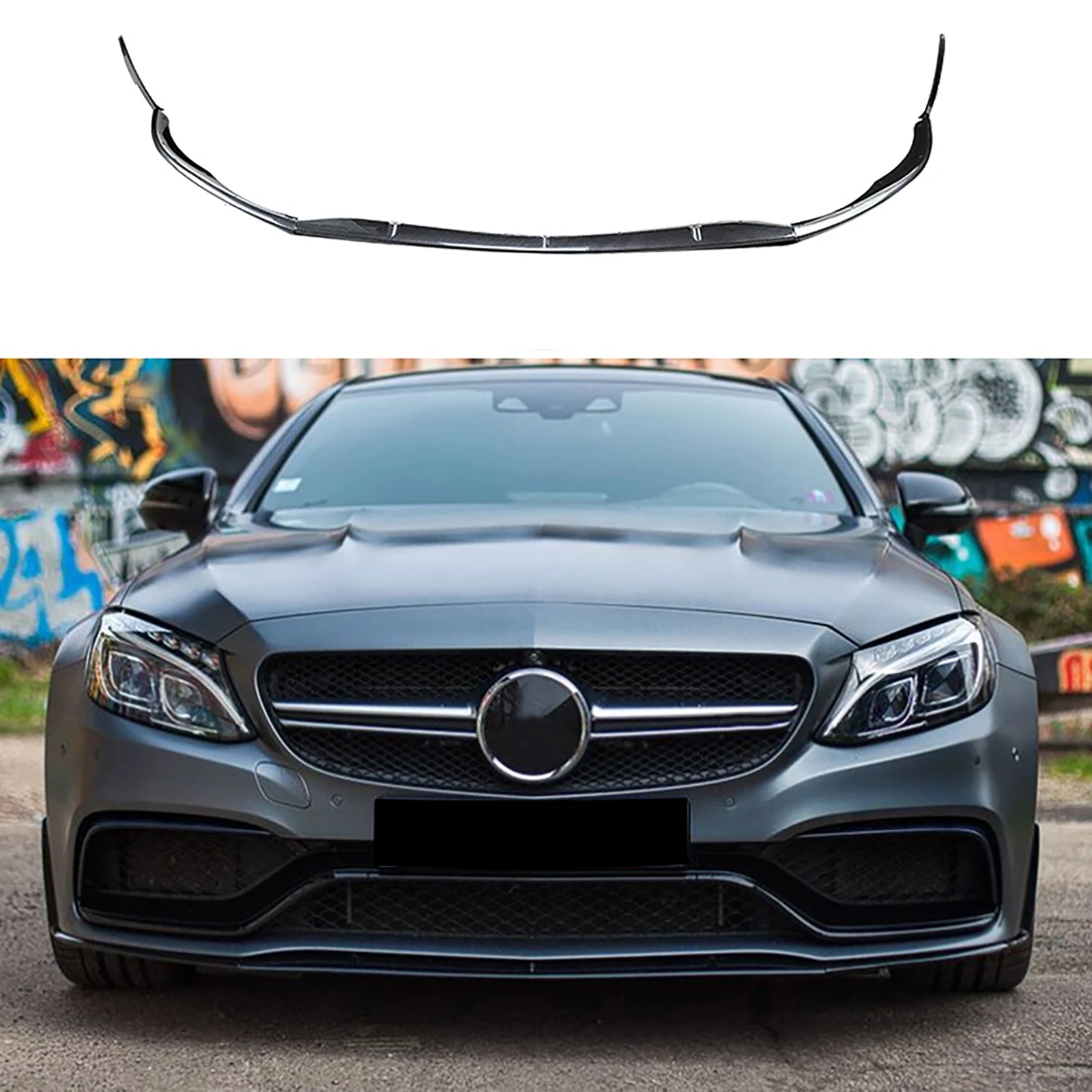 Car Front Bumper Lip Diffuser Spoiler Bumper Guard for Mercedes-Benz C-Class W205 C205 S205 C63 AMG 2015-2022