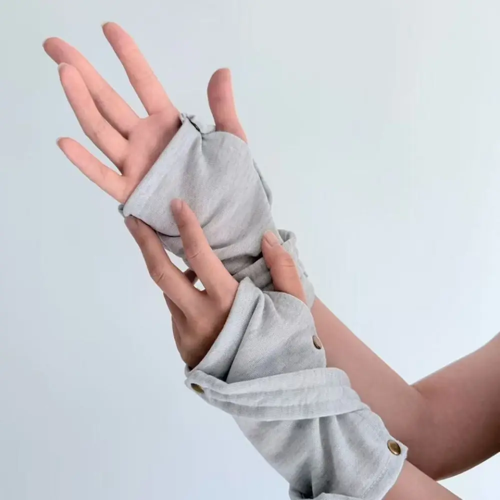 Snap-Button Closure Half Finger Gloves Decorative Design Unisex Fingerless Gloves Warm Breathable Hip Hop Gloves