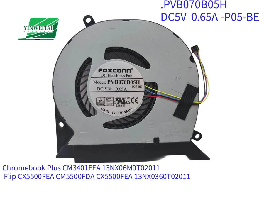pvb070b05h-p05-be-cpu-ファン-asus-chromebook-plus-cm3401ffa-13nx06m0t02011-フリップ-cx5500fea-cm5500fda-cx5500fea-13nx0360t02011-用