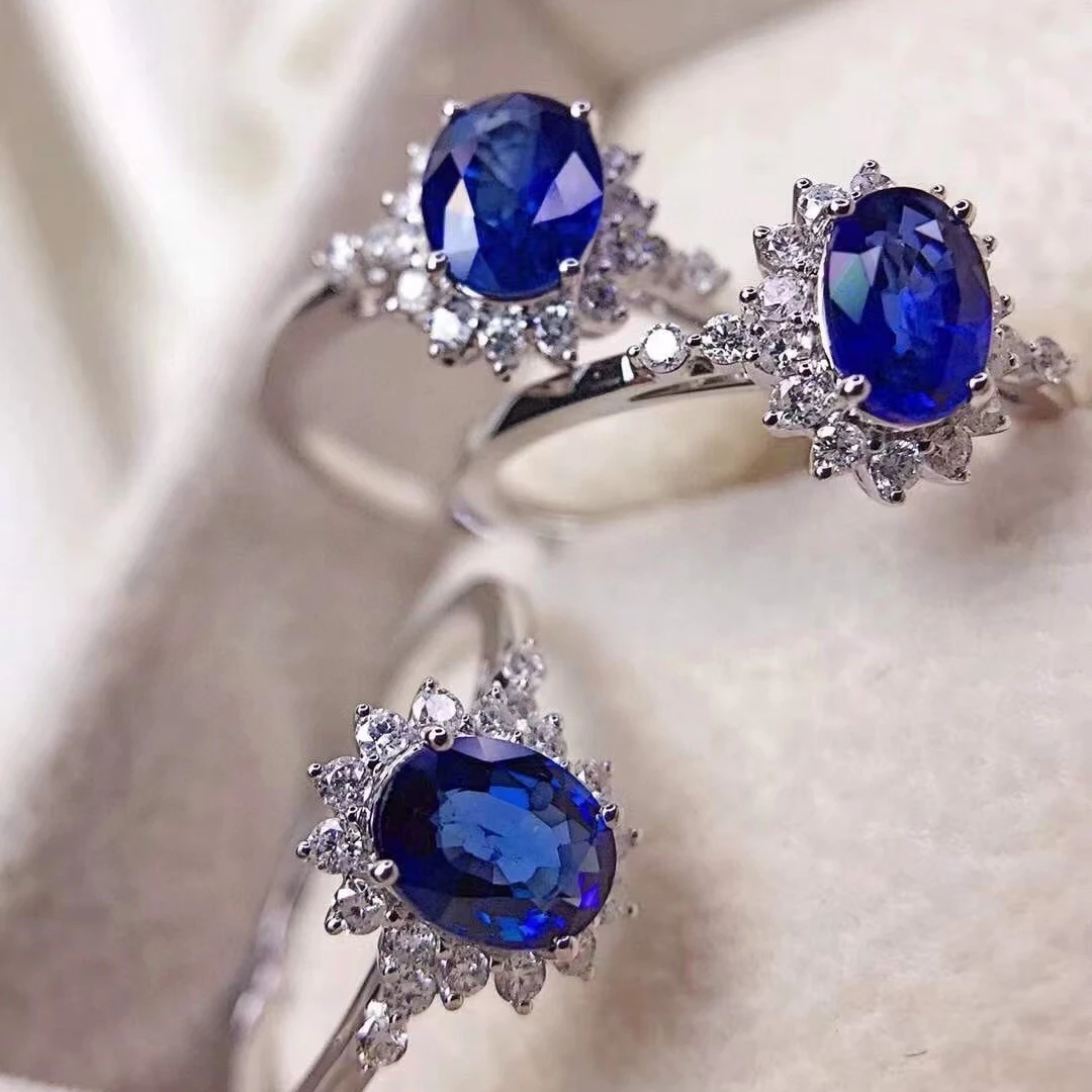 KJJEAXCMY Natural Premium Sapphire S925 silver exquisitely Ring Full of luster Simple,elegant and high-end Birthday present