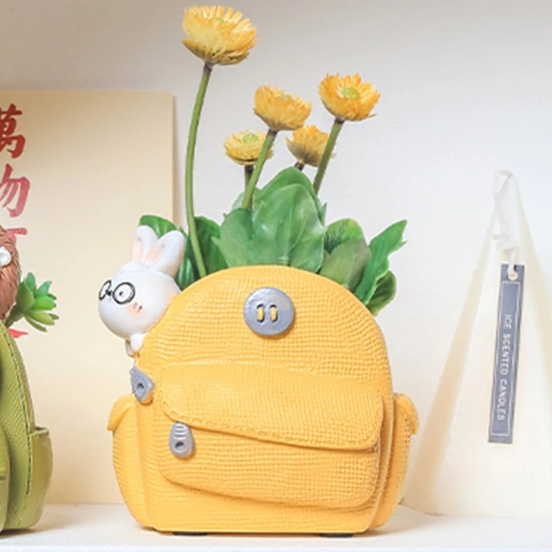 Mini Garden Statues Backpack Rabbit Flower Pot Mold Unique Pen Holder Resin Mold Drop shipping