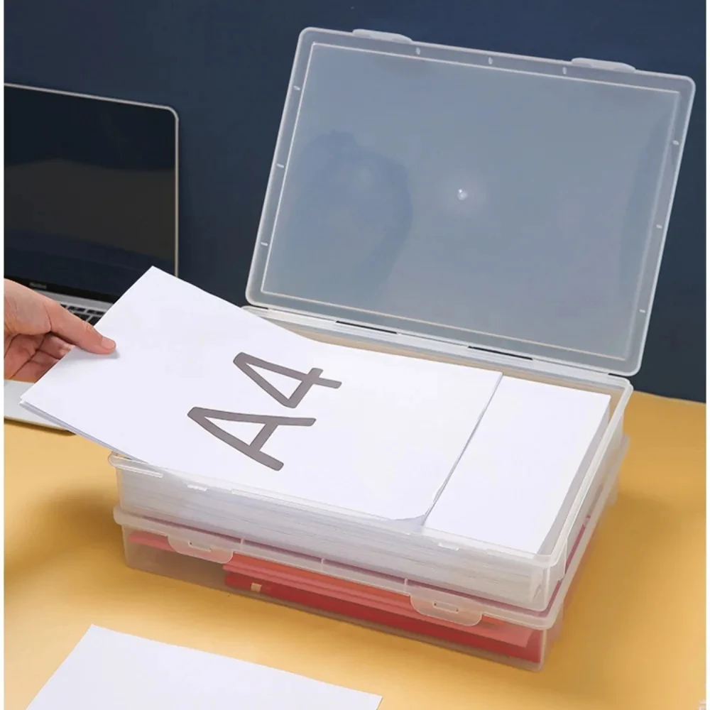 Organisateur de documents en plastique, boîte de rangement transparente de forme carrée, boîte d'organisation A4