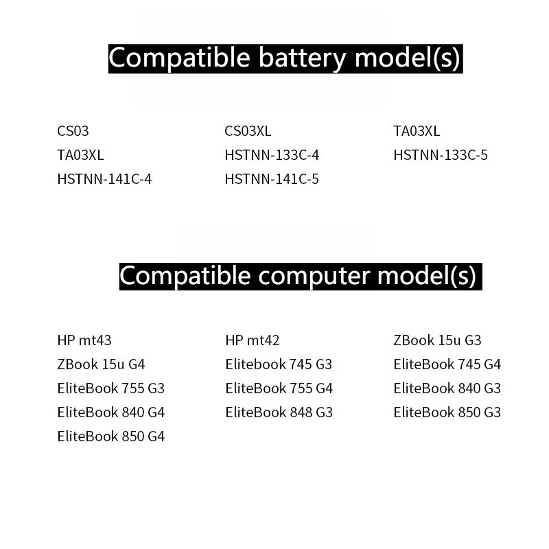 11.4V 3900mAh CS03 Laptop Battery for HP CS03 CS03XL 3ICP6/65/79 HSTNN-I33C-5 HSTNN-UB6S HSTNN-I41C-5 HSTNN-IB6Y HSTNN-I41C-4