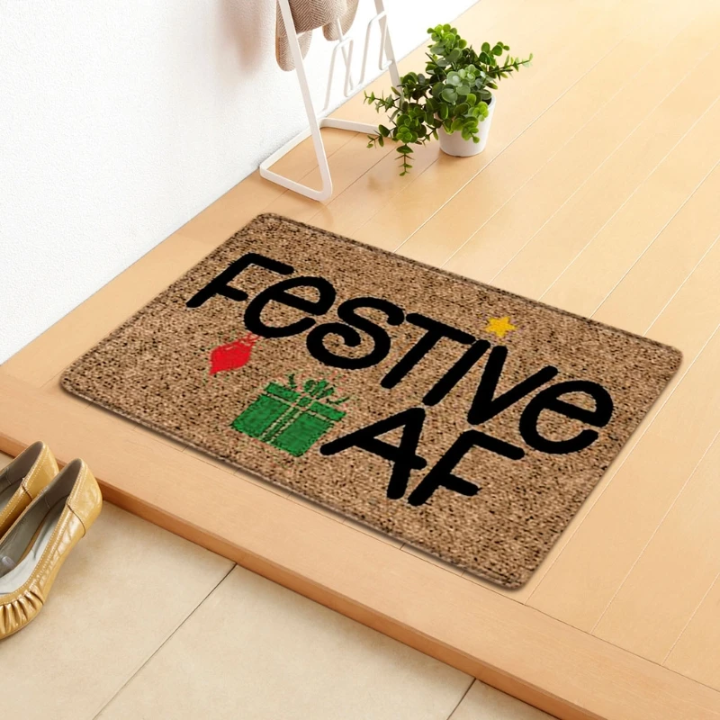 Merry Christmas Mat Indoor Outdoor Carpet Non-Slip Doormat Absorbent Bath Shower Floor Mat Xmas Decorations for Home New A0KC