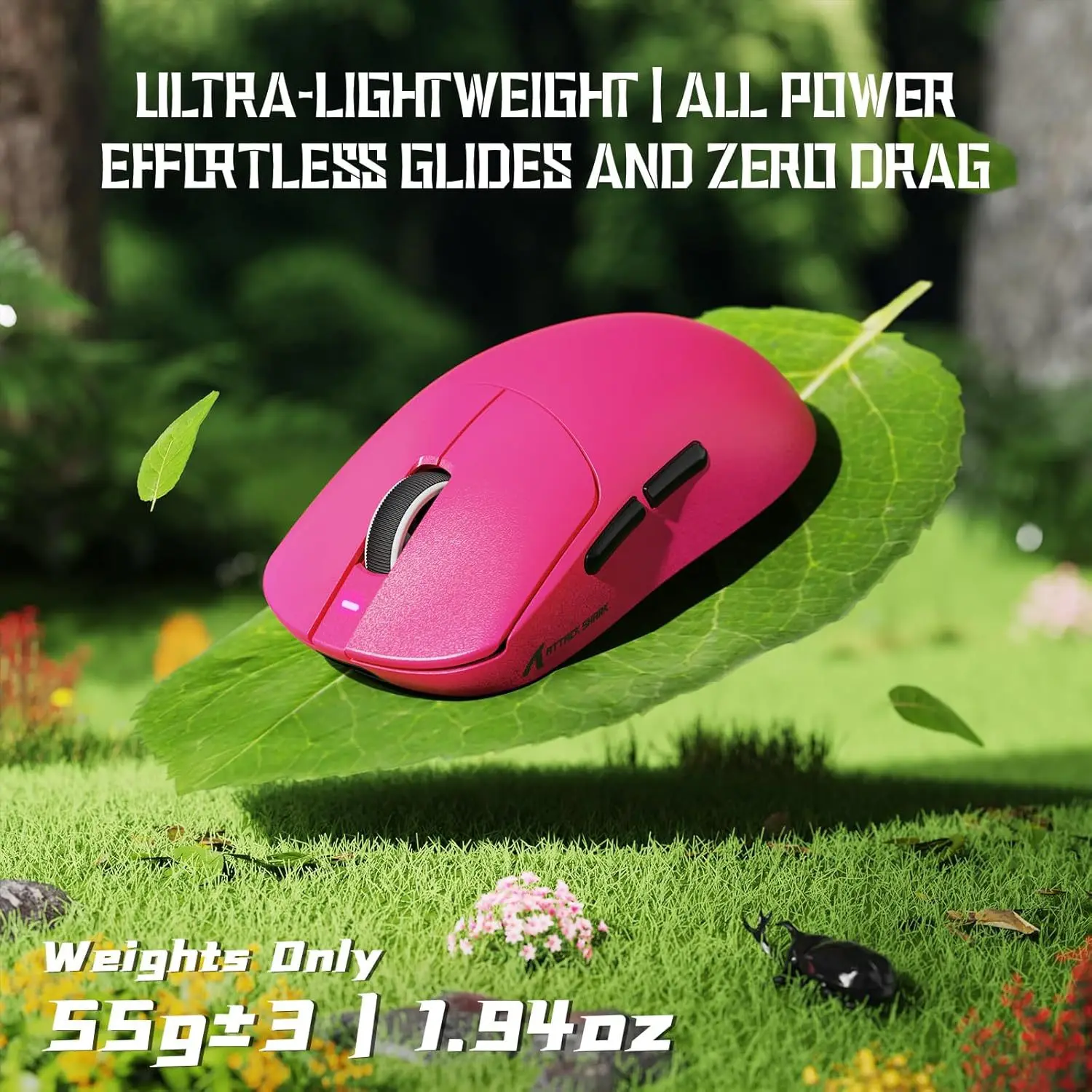 ماوس ألعاب لاسلكي ATTACK SHARK X8 SE 55g Superlight، ماوس BK52820 ثلاثي الوضع، 25KDPI، بطارية 500 مللي أمبير في الساعة، 5 أزرار قابلة للبرمجة