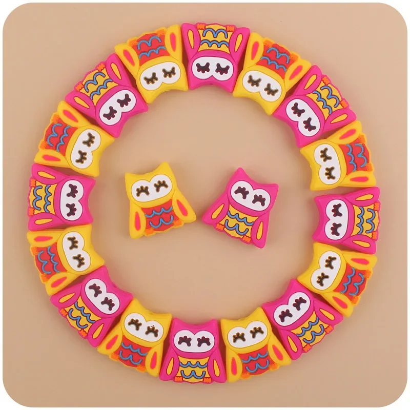 

Kissteether 3pc Silicone Focal Beads for Pens Silicone Focal Bead Cute Animal Double Sided Animals Bead Owl Spacer Beads