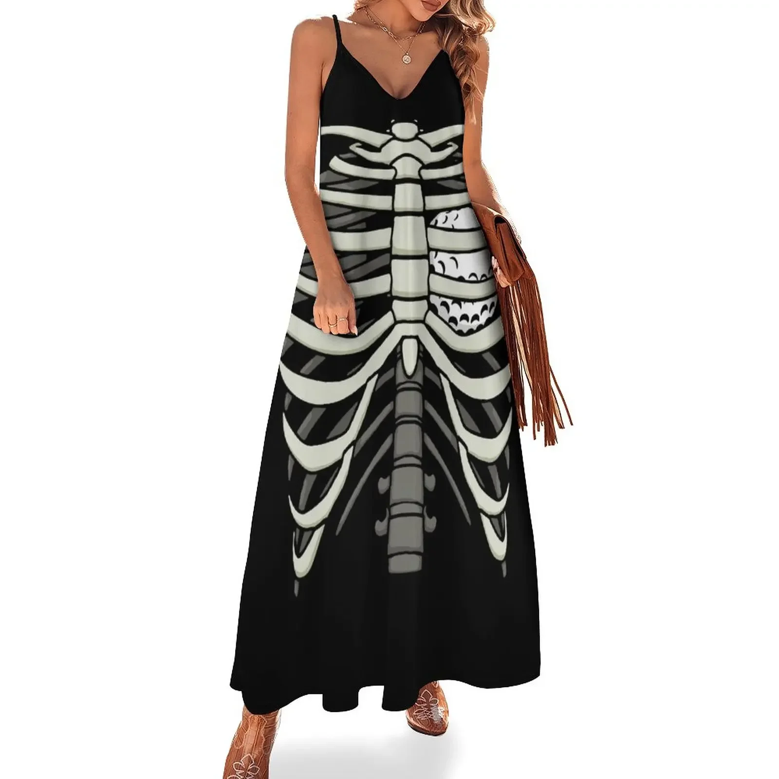 

Ribcage Halloween Golf Player Golfer Skeleton Ball Heart Sleeveless Dress dresses women summer 2025 dresses korean style