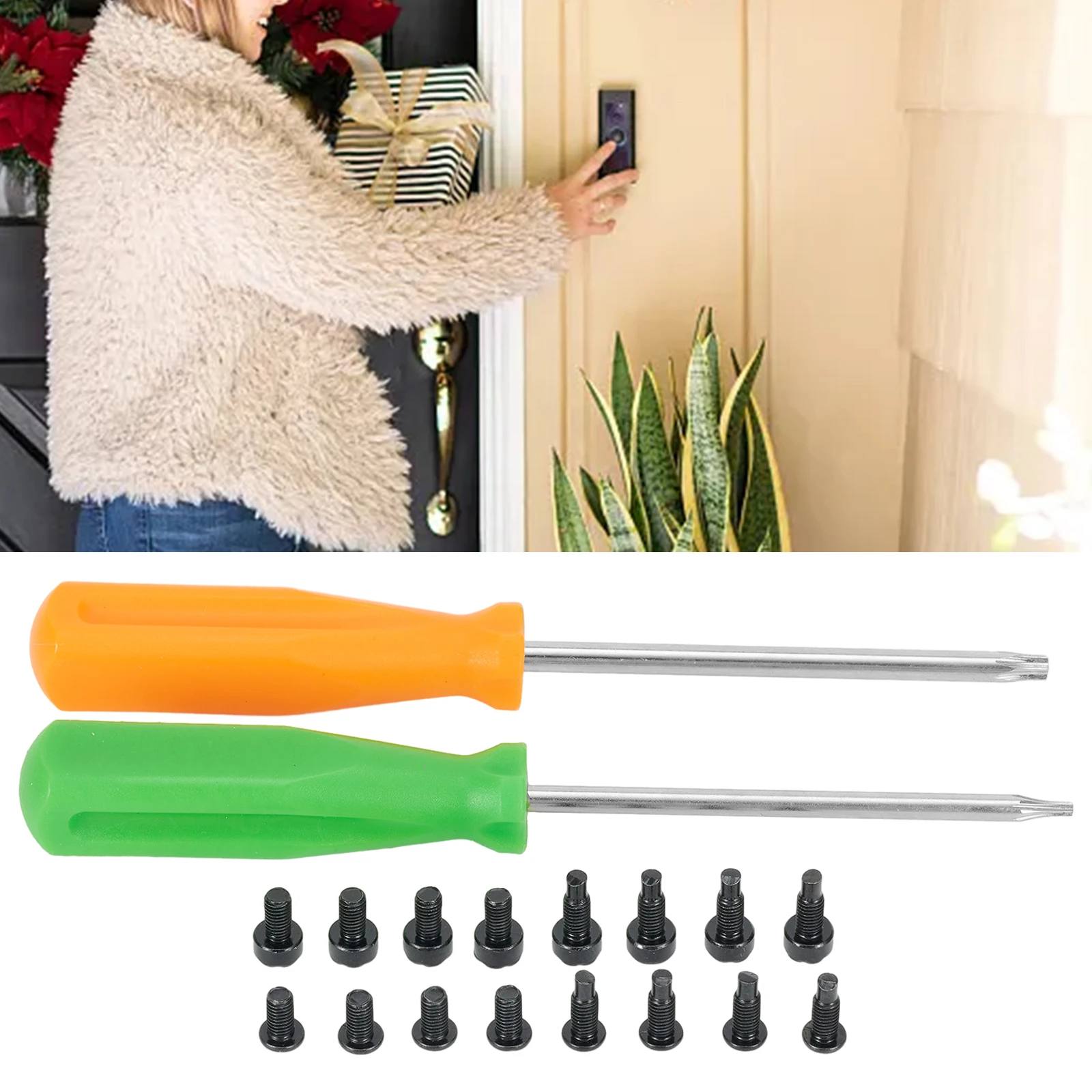 16Pcs For Ring Doorbell Mounting Accessories Including Long Short Long Short Screws and 2 Ergonomic Screwdrivers