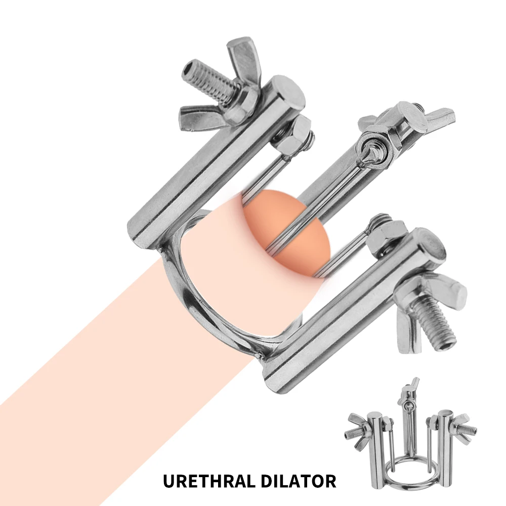 Stainless Steel Adjustable Urethral Sound Catheter Dilator Men Penis Plug Glans Rods Horse Eye Stimulate Cock Lock Ring Sex Tool