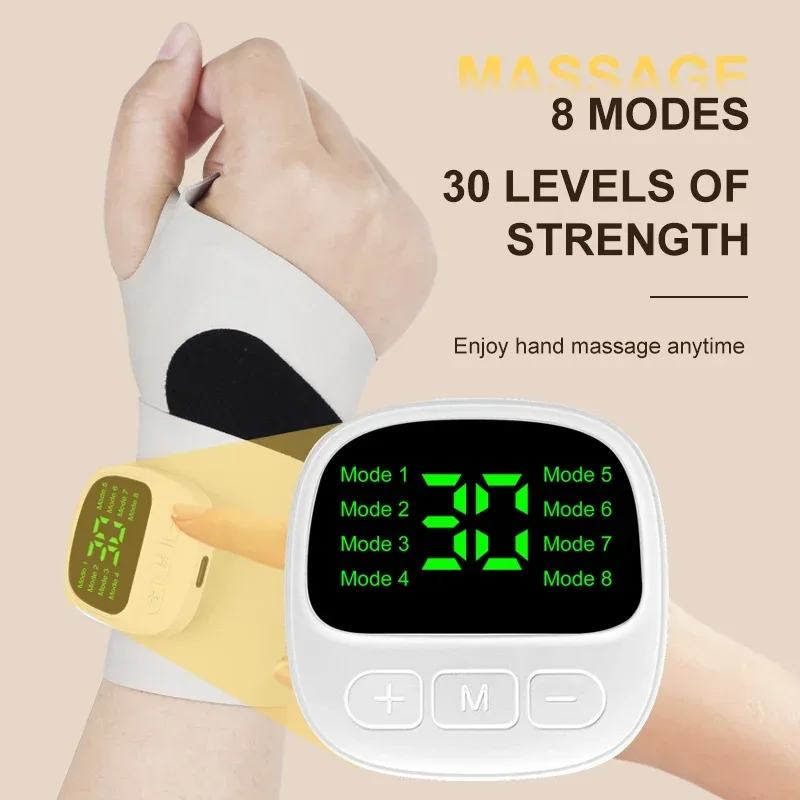 

NEW Wrist Brace Protector Wrap 8 Modes Electric Hand Guard Vibration Massage 32 Levels Rechargeable Wristband Masajeador Machine