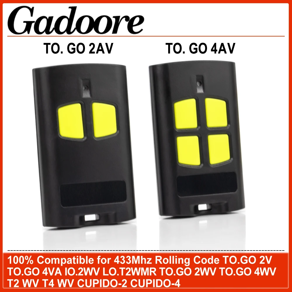 Gadoore TO.GO 2VA 4VA Garage Door Remote TO.GO 2VA TO.GO 4VA 433MHz Compatible with BENINCA TO.GO 2V 4VA 2WV 4WV CUPIDO-2 -4