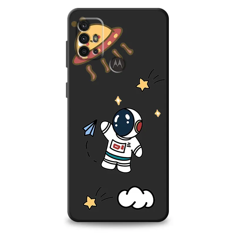 Cute Astronaut Hand Lanyard Case Cover for Motorola Moto Edge 20 Lite 30 Pro G Stylus X30 One Fusion Plus One Hyper S30 E6s bag