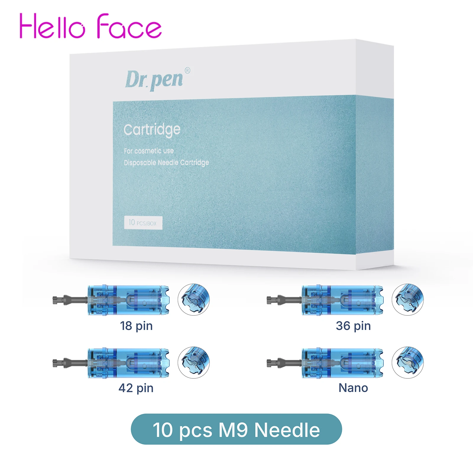 Dr. pen M9 Cartridge Needles: 18/36/42/ Round Nano pin Anti-Backflow Bayonet Heads with Chip-Controlled Adjustable Length