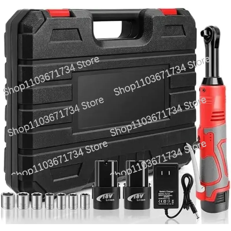 

3/8" Extended Cordless Ratchet Wrench 18V Electric Wrenches Set 45 Ft-lbs 400RPM Power, 2 Battery