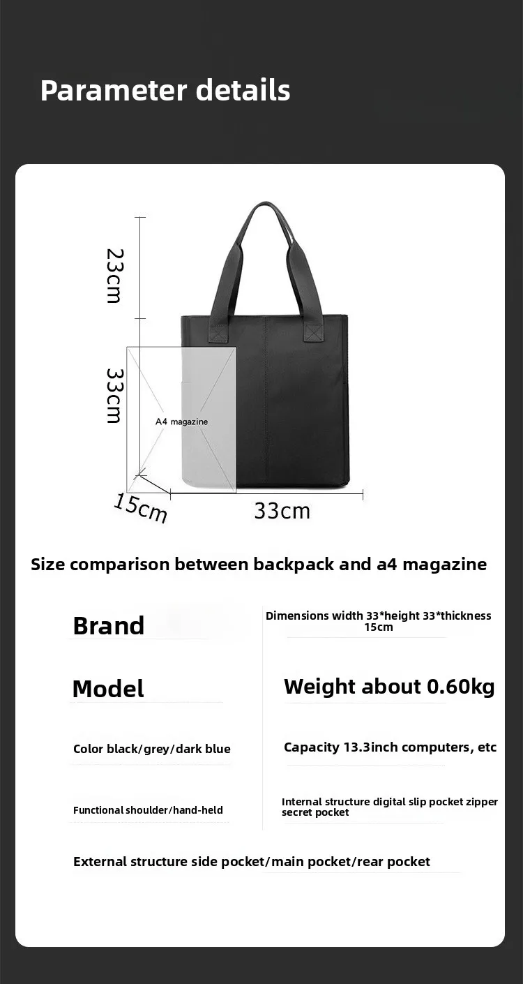New Business Men's Handbag, Casual and Fashionable Computer Briefcase, Multi-functional Waterproof Large-capacity Storage Bag
