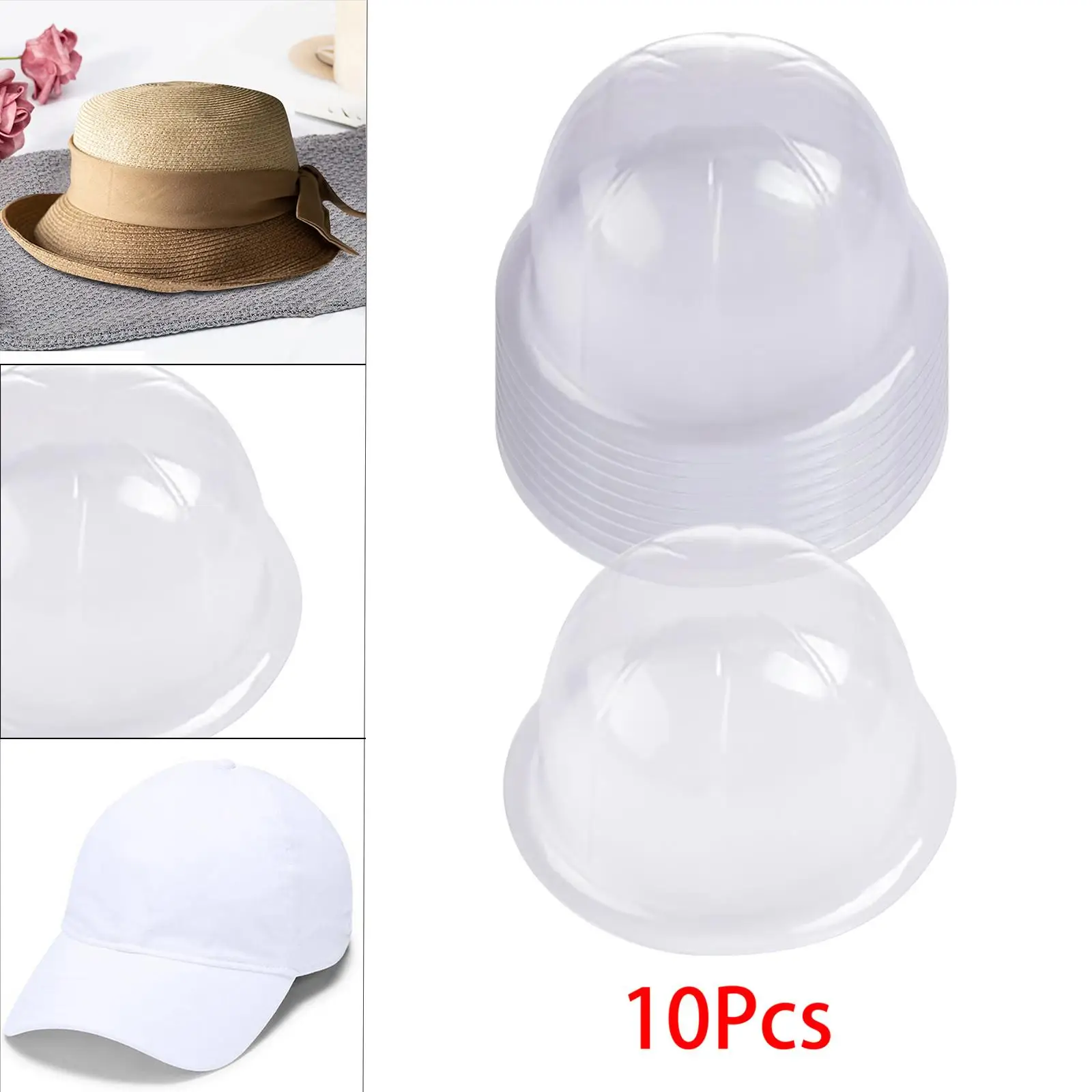 10 Pieces Tabletop Hat Holder Inner Support Portable hat Shaper Head Circumference 54cm Clear Hat Display Rack for Home Shop