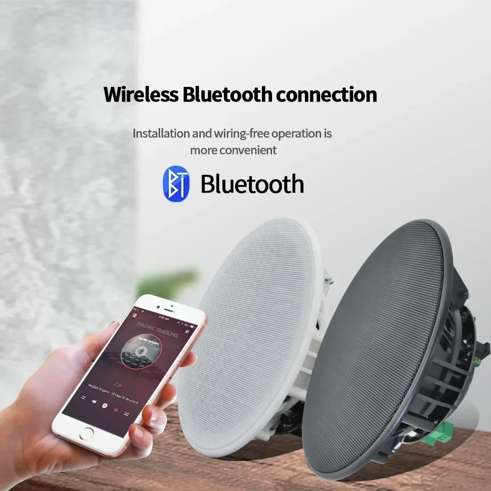 4pcs Bluetooth Ceiling Speaker 6inch Full-Range Wall Loudspeakers Home Theater Sound System HiFi Stereo Audio Bathroom Hotel